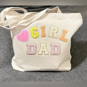 Girl dad canvas bag handmade iron-on chenille lettering NWOT GIRL DAD
